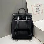 HERMES HERBAG A DOS ZIP RETOURNE BACKPACK 29 IN BLACK CANVAS AND CALFSKIN