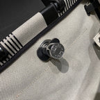 HERMES HERBAG A DOS ZIP RETOURNE BACKPACK 29 IN OFF-WHITE MIX BLACK CANVAS AND CALFSKIN