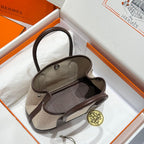 HERMES GARDEN PARTY 23CM IN BEIGE TOILETS COTTON CANVAS AND DARK BROWN CALFSKIN