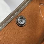 HERMES GARDEN PARTY 30CM IN BROWN TOILETS COTTON CANVAS AND TOGO ETOUPE CALFSKIN