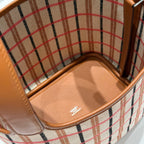 HERMES PICOTIN LOCK 18 BAG IN GOLD CALFSKIN ÉCRU/BEIGE/FAUVE/ROSE POP/NOIR EMBROIDERY PLAID CANVAS