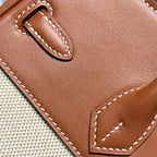 HERMES BIRKIN 25CM IN VEAU BARENIA SWIFT CALFSKIN ERCU TOILE CANVAS