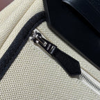 HERMES 25S MINI HERBAG 20 IN BEIGE AND BLACK CANVAS SILVER HARDWARE