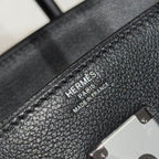 HERMES 25S SHOULDER BIRKIN 29 IN BLACK CALFSKIN SILVER HARDWARE