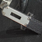 HERMES 25S SHOULDER BIRKIN 29 IN BLACK CALFSKIN SILVER HARDWARE