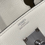 HERMES 25S SHOULDER BIRKIN 29 IN MILKY WHITE CALFSKIN SILVER HARDWARE