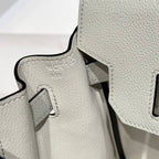 HERMES 25S SHOULDER BIRKIN 29 IN MILKY WHITE CALFSKIN SILVER HARDWARE