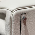 HERMES 25S SHOULDER BIRKIN 29 IN MILKY WHITE CALFSKIN SILVER HARDWARE