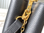 LOUIS VUITTON CAPUCINES BB 27 IN BLACK MIX WHITE TAURILLON GOLD HARDWARE