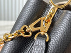 LOUIS VUITTON CAPUCINES MINI 21 IN BLACK MIX WHITE TAURILLON GOLD HARDWARE