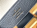 LOUIS VUITTON CAPUCINES MINI 21 IN BLACK MIX WHITE TAURILLON GOLD HARDWARE