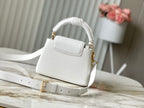 LOUIS VUITTON CAPUCINES MINI 21 IN WHITE TAURILLON GOLD HARDWARE