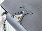 LOUIS VUITTON CAPUCINES EAST-WEST MINI 22 IN BLACK SHEEPSKIN CRYSTAL AND SILVER HARDWARE