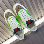 GUCCI Retro Sneakers for Couples White Kelly Green