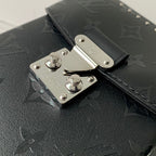 LOUIS VUITTON CAMERA BOX BAG 17 IN BLACK MONOGRAM EMBOSSED CALFSKIN SILVER CHAIN