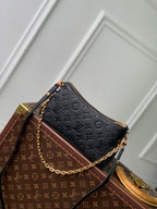 LOUIS VUITTON LIV POCHETTE BAG 24 IN BLACK MONOGRAM EMPREINTE LEATHER