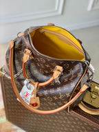 LOUIS VUITTON SPEEDY SOFT CRAFTY 30 IN BROWN LV MONOGRAM CALFSKIN RED TAG