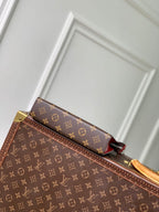 LOUIS VUITTON GASTON WEARABLE WALLET 18 IN BROWN MONOGRAM CANVAS MIX RED CALFSKIN