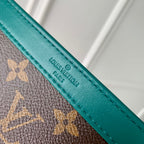 LOUIS VUITTON GASTON WEARABLE WALLET 18 IN BROWN MONOGRAM CANVAS MIX GREEN CALFSKIN