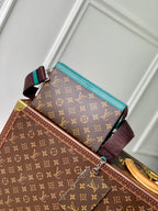 LOUIS VUITTON GASTON WEARABLE WALLET 18 IN BROWN MONOGRAM CANVAS MIX GREEN CALFSKIN