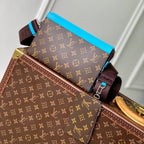LOUIS VUITTON GASTON WEARABLE WALLET 18 IN BROWN MONOGRAM CANVAS MIX SKY CALFSKIN