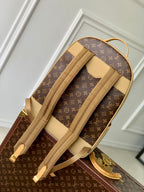 LOUIS VUITTON OUTDOOR BACKPACK 44 IN BEIGE CALFSKIN AND BROWN MONOGRAM CANVAS