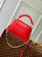 LOUIS VUITTON CAPUCINES MINI 23 IN RED TAURILLON GOLD HARDWARE