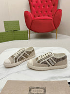 GUCCI TRAINER SCALLOPED TOE LIGHT GRAY DENIM