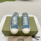 GUCCI TRAINER SCALLOPED TOE BLUE DENIM