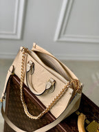 LOUIS VUITTON ONTHEGO EAST WEST BAG 25 IN BEIGE MONOGRAM EMBOSSED COWHIDE