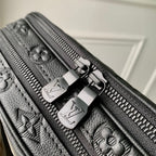 LOUIS VUITTON ALPHA NANO BAG 24 IN BLACK MONOGRAM SHADOW EMBOSSED COWHIDE