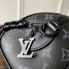 LOUIS VUITTON SPEEDY BAG 18 IN BLACK MONOGRAM COATED CANVAS BLACK HARDWARE