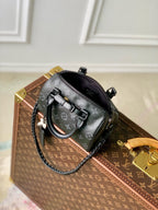 LOUIS VUITTON SPEEDY BAG 18 IN BLACK MONOGRAM COATED CANVAS BLACK HARDWARE
