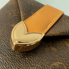 LOUIS VUITTON ENVELOPE POUCH 18 IN BROWN MONOGRAM COATED CANVAS AND CALFSKIN