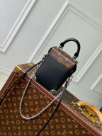 LOUIS VUITTON CAMERA BOX VIVE BAG 17 IN BLACK MONOGRAM CALFSKIN SILVER-TONE METALLIC