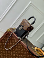 LOUIS VUITTON CAMERA BOX VIVE BAG 17 IN BLACK MONOGRAM CALFSKIN SILVER-TONE METALLIC