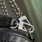 LOUIS VUITTON POCHETTE VIBE HANDBAG 25 IN BLACK LAMBSKIN BROWN COWHIDE AND COATED CANVAS TRIM