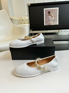 CHANEL MARY JANE SHOES WHITE SHEEPSKIN