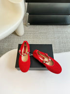 CHANEL MARY JANE SHOES CHERRY RED WOOL TWEED