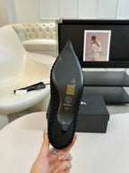 CHANEL MARY JANE IN BLACK WOOL TWEED AND SATIN