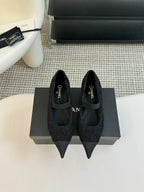 CHANEL MARY JANE IN BLACK WOOL TWEED AND SATIN