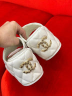 CHANEL WEDGE HEELS WHITE LAMBSKIN