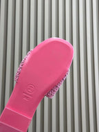 CHANEL WOVEN SLIPPERS LIGHT PINK COWHIDE SOLE