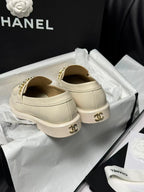 CHANEL LOAFERS WHITE QUILTED CALFSKIN