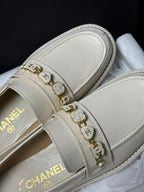CHANEL LOAFERS WHITE QUILTED CALFSKIN