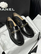 CHANEL LOAFERS BLACK QUILTED CALFSKIN