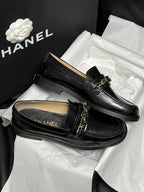CHANEL LOAFERS BLACK QUILTED CALFSKIN