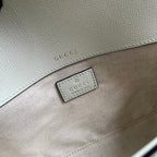 GUCCI DIAMOND HORSEBIT SHOULDER BAG 24 IN WHITE CALFSKIN GOLD HARDWARE