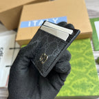 GUCCI CARD CASE 11 WITH  DETAIL BLACK CALFSKIN