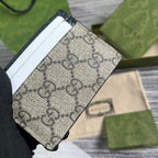 GUCCI CARD CASE 11 WITH  DETAIL IN BEIGE BROWN CALFSKIN
